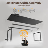54 Inch Computer Desk with Power Outlets, 1.2" Thick Heavy Duty Industrial Office Desk