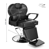 Artist hand Barber Chair Reclining Salon Chairs for Hair Stylist, Heavy Duty Stylist Hairdressing Shampoo Chair with Headrest and Footrest, 360 Degree Swivel, Spa Beauty Equipment, Black