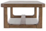 Signature Design by Ashley Cabalynn Modern Coffee Table with Solid Wood Frame, Light Brown