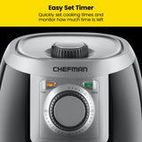 CHEFMAN Small, Compact Air Fryer Healthy Cooking, 2 Qt, Nonstick, User Friendly and Adjustable Temperature Control Chefman
