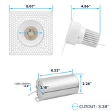 LUXRITE 3 Inch Trimless LED Recessed Lighting, 15W, 1100LM, 5CCT Selectable 2700K-5000K, Dimmable Ceiling Spotlight, CRI 90, Damp & IC Rated, Plaster Downlight, ETL Listed (4 Pack)