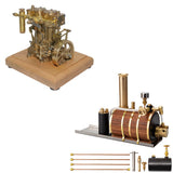 MechPuConToy Engine Model Kit That Works with Boiler and Speed Reducer, Mini Retro Vertical Double-Cylinder Reciprocating Double-Acting Steam Engine Model, Science Experiment for Adult
