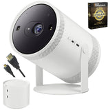 Samsung The Freestyle Projector 2nd Gen with Gaming Hub SP-LFF3CLAXXZA Bundle with Battery Base, 2 YR CPS Enhanced Protection Pack and Deco Essential High Speed 6 Feet Micro-HDMI to HDMI A/V Cable