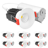 LUXRITE 1 Inch LED Recessed Canless Regressed Light with J-Box, 5CCT Selectable (2700K/3000K/3500K/4000K/5000K), 9W 800 Lumens, Dimmable Spotlight, IC Rated, Wet Rated, ETL Listed (6 Pack)