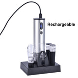 Electric Wine Opener with Wine Accessories -Rechargeable Wine Bottle Opener Set with Base, Wine Aerator, Foil Cutter and Wine Stoppers- Perfect Wine Gifts for Wine Lovers