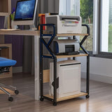 SHSWUD Printer Rack 3 Tier Printer Stand Floor-Standing Shelf Metal Frame Mobile Fax Machine for Office Home Copier Scanner Printer Shelves(A)