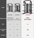 DONOW Smith Machine with Weight Stacks, Multi Function Home Gym System Training Power Cage Squat Rack Dual Cable Crossover Machine All in One