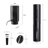 Electric Wine Set 4 | Automatic Wine Opener Dispenser Gift Set - Electric Corkscrew Opener & Auto Wine Dispenser | Ideal Housewarming Gifts and Cool Wine Gift (Black)
