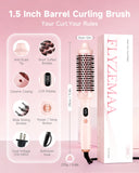 Thermal Brush, FLYZEMAA 1.5 Inch Heated Round Brush for Long Dry Hair, Heated Brushes Straightener with 3 Temp Settings, Blowout Brushes for Curling & Volumizing, Anti-Scald Nylon Bristles(Pink)