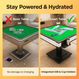 HUANGZHE Auto Foldable Mahjong Table for Chinese//Taiwanese (Stylish White)