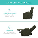 Best Choice Products Modern Linen Electric Power Lift Chair, Recliner Massage Chair, Adjustable Furniture for Back, Legs w/ 3 Positions, USB Port, Heat, Cupholders, Easy-to-Reach Button - Olive