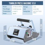 Tumbler Heat Press Machine Blue Mug Press Machine for 30 OZ 20 OZ 16 OZ Straight Sublimation Blanks Skinny