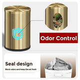 Antique Gold Trash can, Gold Bathroom Trash can with lid，Small Trash Can with Flipping Lid, 2.4gallon LEASYLIFE