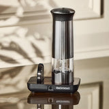Wine Enthusiast Automatic Compact Wine Bottle Opener and Foil Cutter Set - Fully Electric Corkscrew with Charging Station - Effortlessly Extracts Natural and Synthetic Corks (3-Piece Set)
