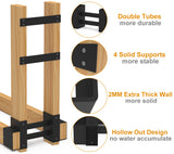 BALIE SPACE Outdoor Firewood Rack Brackets Kit for Fire Wood Pile Storage, Adjustable log stacking Stand Holder for 2x4 lumber, Black, Set of 2