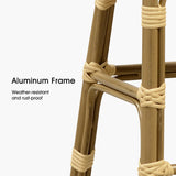 PURPLE LEAF Counter Bar Stools 25" Set of 2 French PE Rattan, Cream Yellow