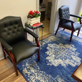 Black Leather Office Chairs Set of 4 -High Back Ergonomic Executive Guest Chairs for Reception, Multi-Scene Use (Waiting Room, Meeting, Conference, Lobby, Conference, Church) No Wheels with Arm Design