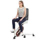 HitGo Ergonomic Office Chair with Exercise Bike, 330LBS Under-Desk Bike with 9-Level Height-Adjustable Seat, 8-Level Resistance, Rolling Wheels, Quiet Fitness for Home Office (White)