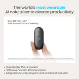 Plaud NotePin S Wearable AI Voice Recorder, Transcribe & Summarize, Black