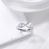 Oseew 5mm Freshwater Pearl Ring with 5mm Moissanite Sterling Silve Engagement Wedding Promise Ring 7 Size for Women