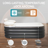 Crossing King Inflatable Bathtub, Portable Bathtub Adult with Electric Air Pump, Freestanding Foldable Spa Tub with Backrest Cup Holder for Indoor Outdoor, Easy to Inflate＆Drain (Gray)