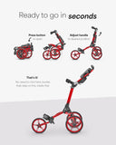 Compact 3 Wheel Golf Push Cart | One Click Folding Design, Smallest Folded Footprint, 32" Wide Wheelbase Caddytek