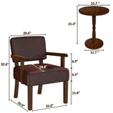 FAGAGA Accent Chairs Set of 2, 2 Solid Wood Armchairs with Table