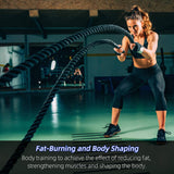 Outroad Battle Rope, 1.5" Diameter 30ft Poly Dacron Workout Exercise Training Heavy Rope, Workout Equipment for Crossfit Training Home Gym & Fitness Exercises, Black OUTROAD OUTDOOR CAMPING GARDEN PATIO