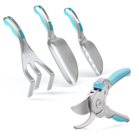 Heavy Duty Garden Tools Aluminum Gardening Tools Set of 4 Includes Flower Garden Shovel Hand Trowel Weeding Cultivator