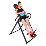 Dodoam Foldable Inversion Table for Home, 4-Position Inversion Rack with Safety Belt & Anti-Slip Foot Pads, Adjustable Height 51-61" for Men & Women