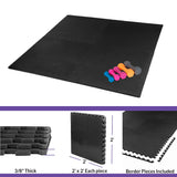 Xspec 3/8" Thick 100 sq. ft. (25 pcs) Gym EVA Foam Floor Mats (24" x 24") | T Pattern, Black Xspec