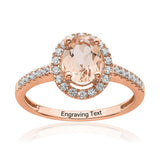 Oseew 10k gold morganite rings 10k gold Morganite Engagement Ring Ovel Gemstones Rose gold morganite ring halo Free Engraving