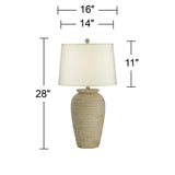 John Timberland Austin 28" Tall Jug Southwest Farmhouse Rustic Modern Table Lamps Set of 2 Sand Toned Ridged Finish Cream Shade Living Room Bedroom Bedside Nightstand House Office Home Kitchen