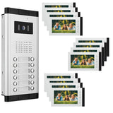 Wired Video Intercom System,7 Inch Ring Video Doorbell with IR Night Vision,HD Camera Kits,IR Outdoor Camera,Dual-Way Intercom for Villa Home Office Apartment (1 Bell +12 Monitor)