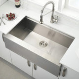 33 Inch Farmhouse Sink Workstation -VOKIM 33X22 inch Farm sink Stainless Steel 16 Gauge Ledge Workstation Flat Apron-front Single Bowl Farm Kitchen Sink
