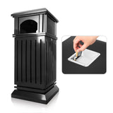BEAMNOVA Trash Can Outdoor Top Tray Black Stainless Steel Commercial Garbage Enclosure with Locking Lid Heavy Duty Industrial Yard Garage Waste Container, 35.5 * 15.8 * 15.8 in