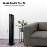 Deluxe 48" Electric Oscillating Tower Fan with Remote, Black Simple Deluxe