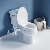 SAMODRA Raised Toilet Seat Riser, White, 3 Inch High Elevated Toilet Seat for Seniors, Soft Close, Easy Install & Clean (Elongated)