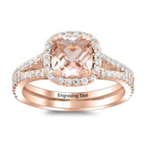 Oseew Customs10k rose gold Double band morganite rings for women Gold morganite engagement ring (white gold)