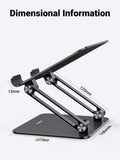 UGREEN Tablet Stand Holder for Desk Dual Rod Support Aluminum Tablet Holder Adjustable Multi-Angle Home Office Accessories Compatible with iPad Pro 13 12 11 10.5 Air Mini 5 4 3 2 Phone E-Reader Black