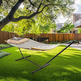 Sunnydaze Outdoor Hammock with Spreader Bar - 450-Pound Capacity Curved Spreader Bar Hammock - Neutral Stripe