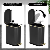 KSSKSS 2.6 Gallon Slim Bathroom Trash Can with Soft-Close Foot Pedal, 10L Stainless Steel Garbage Can with Removable Liner Bucket, for Narrow Spaces,Bathroom, Bedroom (Titanium Black)
