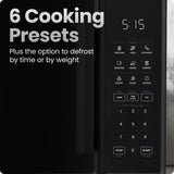Chefman Countertop Microwave Oven 0.9 Cu. Ft., 900 Watts with 10 Power Levels, 6 Cooking Presets with One-Touch Express Cook, Eco Mode, Child Safety Lock, & Mute Button - Black
