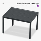 PURPLE LEAF Patio Chaise Lounge with Wheels & Armrests, Turquoise Blue