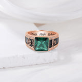 Oseew 2027 Men Graduation Class Senior High School Ring (Rose Gold)
