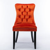 MOOLSUN Velvet Dining Chairs Set of 8, High Back Side Chairs, Modern Padded High-End Tufted Upholstered Chairs with Button-Tufted Back & Rear Pull Tabs, Solid Wood Legs E-Orange(Solid Wood Legs)