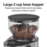 Hamilton Beach Electric Burr Coffee Grinder with Large 16oz Hopper & 18 Settings For 2-14 Cups, Stainless Steel (80385)
