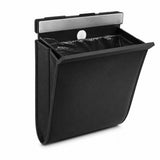 DEQNBNVF Car Trash Bag Holder for MG GT 2022-2025, Magnetic Car Garbage Bin with PU Leather Space Saving Holder, Magnetic Closure, Backseat Door Mount Organizer,B Black