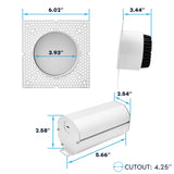 LUXRITE 4 Inch LED Regressed Trimless Spotlight, Push N’ Lock, 5 CCT Selectable (2700K-5000K), 25W, 1950 Lumens, CRI 90, Dual Dimming (0-10V/Triac), 120-277V, ETL Listed, Damp Rated, Round (4 Pack)