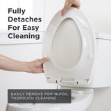 Gerber Soft-Close Elongated Toilet Seat with Two Button Quick-Release, Top-Mount Installation, Non-Slip Bumpers, and Cover, Heavy-Duty Plastic, White, GC550130